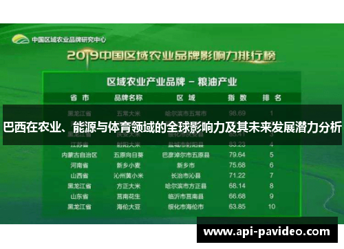巴西在农业、能源与体育领域的全球影响力及其未来发展潜力分析 巴西在农业、能源与体育领域的全球影响力及其未来发展潜力分析