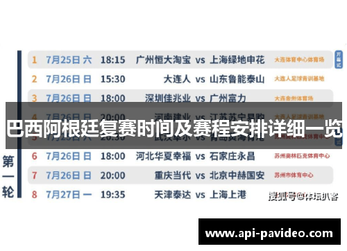 巴西阿根廷复赛时间及赛程安排详细一览 巴西阿根廷复赛时间及赛程安排详细一览
