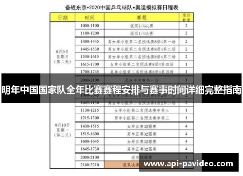 明年中国国家队全年比赛赛程安排与赛事时间详细完整指南 明年中国国家队全年比赛赛程安排与赛事时间详细完整指南