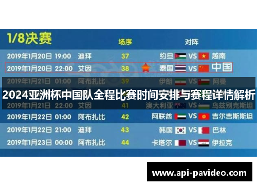2024亚洲杯中国队全程比赛时间安排与赛程详情解析 2024亚洲杯中国队全程比赛时间安排与赛程详情解析